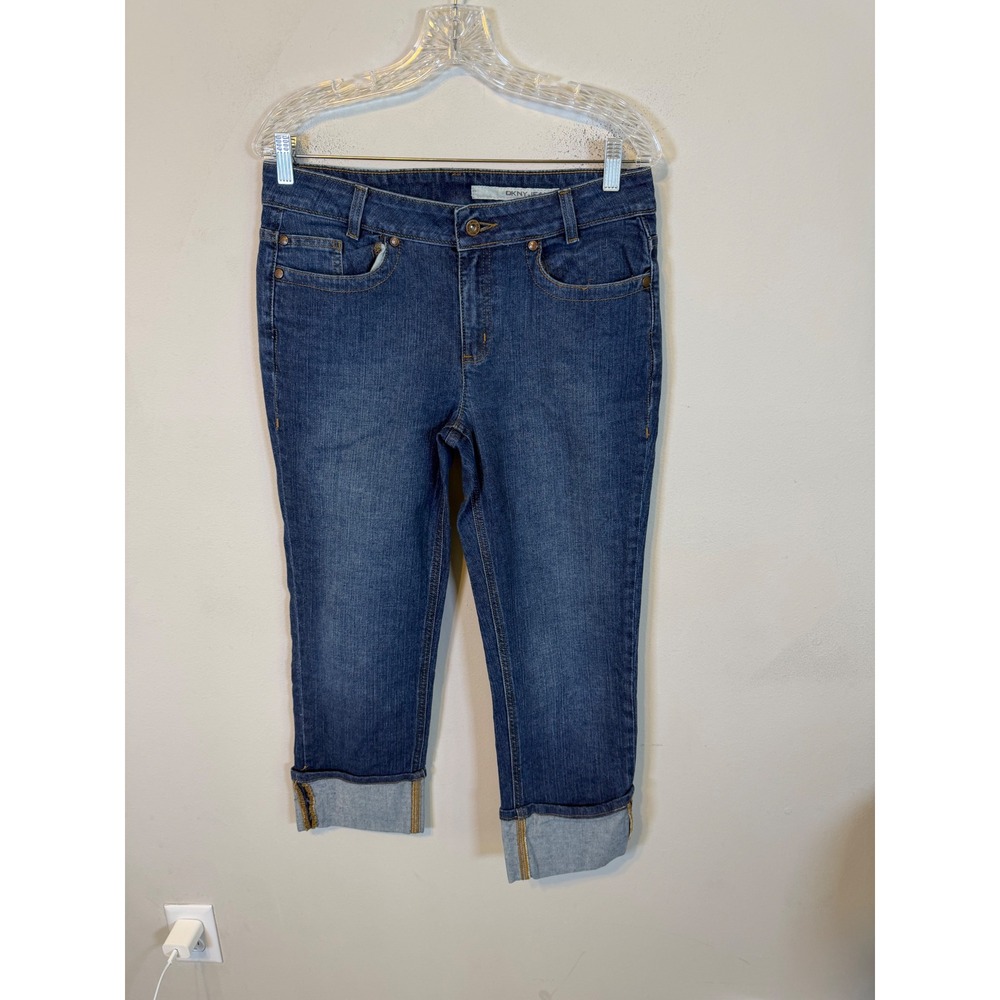 DKNY Jeans Womens Soho Jean Capri Cuffed Stretch Blue 6